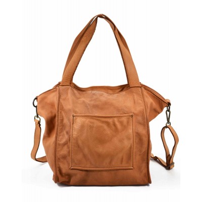21■ Große Handtasche Tote Bag aus weichem Glattleder für Damen. Schwarz & Braun